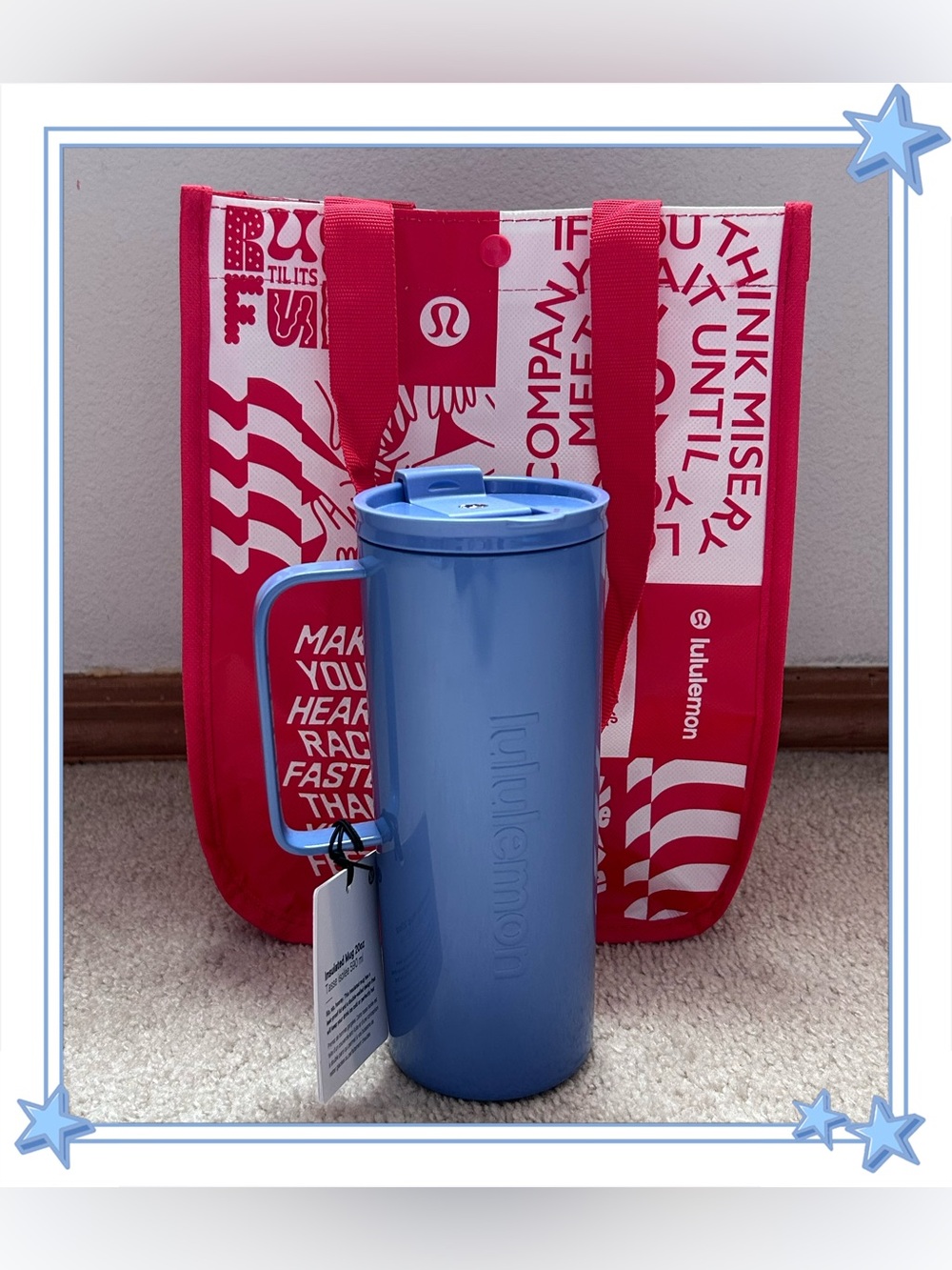 Lululemon Insulated Leak-Proof Mug Prep Blue 20oz OS Athleisure Yoga NWT